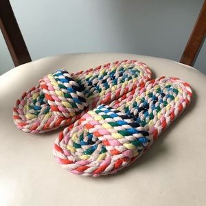 Loeffler Randall multi color woven slide sandals